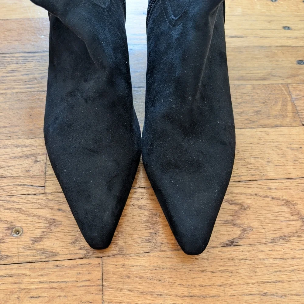 Steven New York Elegant Black Suede Heeled Boots - Picture 4 of 8